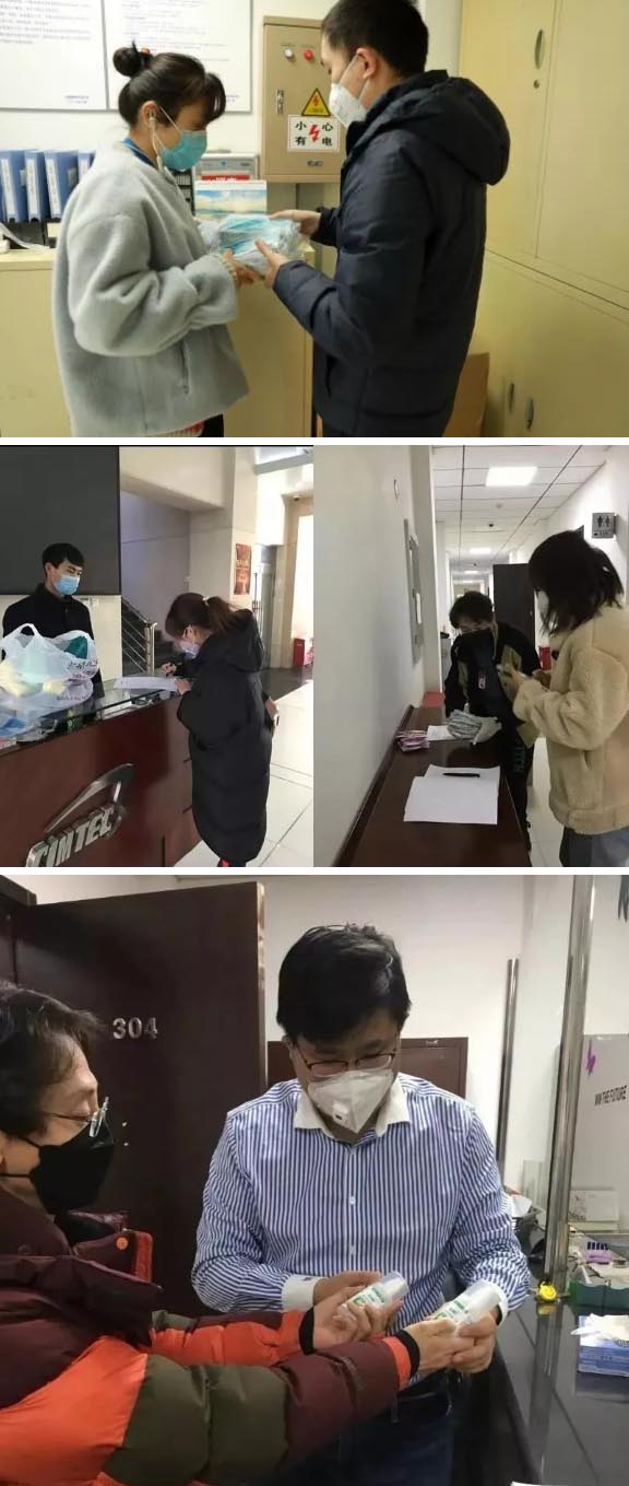 發(fā)放防護物資：口罩、手套、消毒液、洗手液
